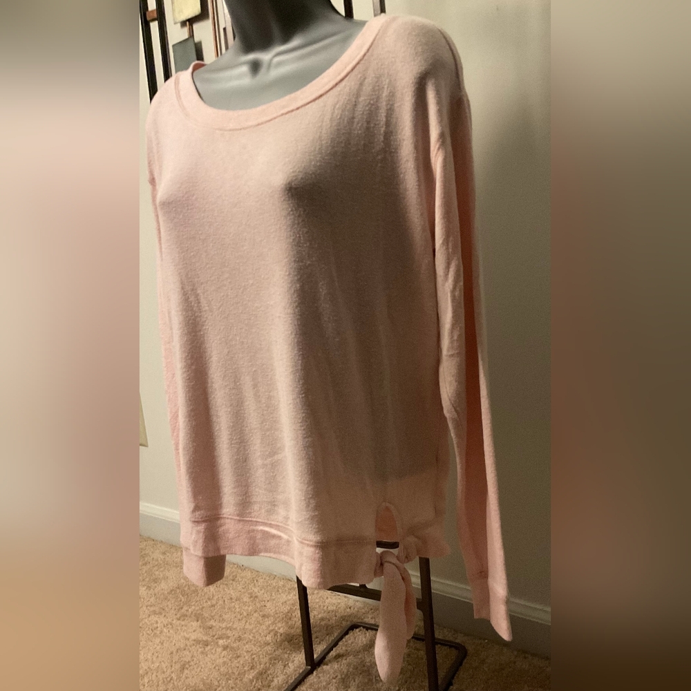 J. Crew Light Pink Long Sleeve Sweater Top with Side Tie - Picture 2 of 5